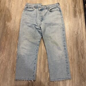 Agolde Womens 32 Criss Cross Straight Light Wash Jeans